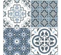 Fine Décor Floorpops Myriad Self Adhesive Vinyl Floor Tiles Modern Blue White Kitchen