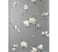 Fine Decor Isla Floral Luxury Textured Vinyl Wallpaper, Soft Charcoal