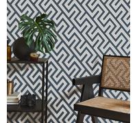 Fine Décor Larson Geometric Blue & Silver Wallpaper Fd43070