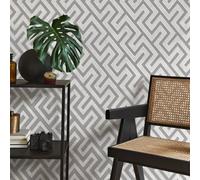 Fine Décor Larson Geometric Grey & Silver Wallpaper Fd43071