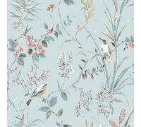 Fine Décor Mariko Bird Floral Wallpaper Blue Crown M1856