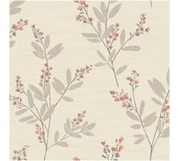 Fine Décor Neutral Floral Wallpaper Cream Orange Botanical Leaf Sprig Smooth Paper