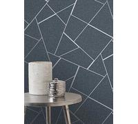 Fine Decor Quartz Fractal Wallpaper Navy/silv