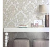 Fine Décor Tempus Light Grey String Damask Wallpaper Fd25023
