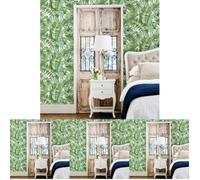 Fine Decor Tropical Leaf Wallpaper Palm Tree White Green A Street Prints Paste Th (Pack of 4)