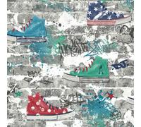 Fine Decor UK Kidz Urban Street Teal Red Wallpaper FD42220