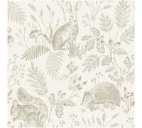 Fine Décor Woodland Animals Wallpaper Beige White Natural Rabbits Trees Feature Wall