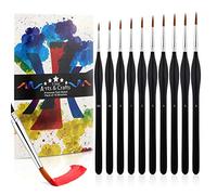 Fine Detail Brushes Premium Set of 10 with Triangular Handles, Miniature Brush for Fine Detailing & Art Painting, Acrylic & Nail, Models, Watercolour, Gouache, Miniatures, Oil, Wargaming Figures