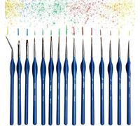 Fine Detail Brushes with Triangular Handles, perfect for Miniature Painting and Fine Detailing in Art, Acrylics, Nails, Models, Watercolors, Miniatures, Oils, and Wargaming Figures (15 PCS BLUE)