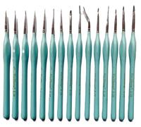 Fine Detail Brushes with Triangular Handles, perfect for Miniature Painting and Fine Detailing in Art, Acrylics, Nails, Models, Watercolors, Miniatures, Oils, and Wargaming Figures (15 PCS AQUA)