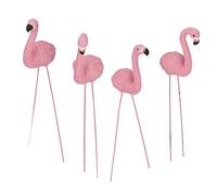 Fine Details Pink Flamingo Garden Statue 4 Pieces Stylish Small Flamingo Decorations for Lawn Cast Iron Feet Material Gift Ideas