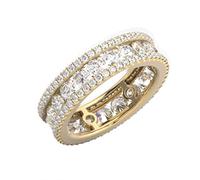 Fine Diamonds R us 3.00 Carat Micro Pave Set Round Brilliant Cut Diamond Full Eternity Ring in 18K Yellow Gold (P)|Luxury Deluxe Collection for Gift