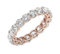 Fine Diamonds R us 3.25ct Prong Set Round Brilliant Cut Diamond Full Eternity Ring in 18K Rose Gold (P)|Luxury Deluxe Collection for Gift