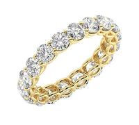 Fine Diamonds R us 3.25ct Prong Set Round Brilliant Cut Diamond Full Eternity Ring in 18K Yellow Gold (M)|Luxury Deluxe Collection for Gift