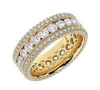 Fine Diamonds R us 3.75 Carat Channel Set 100% Natural Round Brilliant Cut Diamond Full Eternity Ring in 18K Yellow Gold (Q)|Luxury Deluxe Collection for Gift