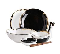 Fine Dinnerware Sets Dinner Plate Ceramics Dinner Sets Cereals Bowl & Soup Pot & Plate | 26 Pieces French Retro Style Porcelain Dinnerware Set,