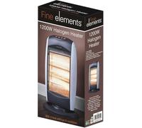 Fine Elements 1200W Halogen Heater | 3 Heat Settings & Oscillation| Safety Tilt Switch, Black