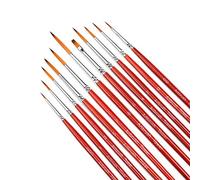 Fine Enamel Detail Brushes Set - 11 Pieces Miniature Paint Brushes for Detailing & Art Painting - Acrylic, Watercolor, Oil - Models, Airplane Kits, Nail Painting Red