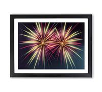 Fine Fireworks Framed Print | A2 Black Framed Wall Art | Ready to Hang | Modern Nature Picture | Living Room Bedroom Lounge Office