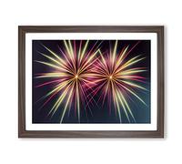 Fine Fireworks Framed Print | A4 Walnut Framed Wall Art | Ready to Hang | Modern Nature Picture | Living Room Bedroom Lounge Office