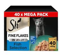 Fine Flakes in Jelly Mega Pack 40 x 85g - Fish Selection - Prepared Ingredients, Made With Small, Finely Sliced Pieces of Meat - Feeding Your Cat Will Satisfy Their Feline Appetite