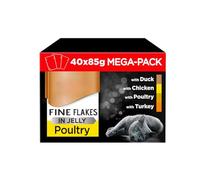 Fine Flakes Jelly Mega Pack 40 X 85g - Prepared Ingredients, Is Made With Small - Feeding Your Cat Will Satisfy Their Feline Appetite! Flavours: Chicken, Turkey, Duck, Poultry