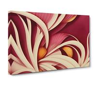 Fine Flowers Art Deco Canvas Print | Gallery Wrapped 30mm Frame Wall Decor | 30x20 inches | Ready to Hang | Art Deco Floral Picture | Living Room Bedroom Lounge Office