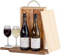 Fine French Red and White Wine Duo Hamper in a Wooden Box | A carefully chosen trio for the wine lover, beautifully presented together for sharing, celebrating or simply enjoying