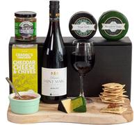 Fine French Red Wine and Cheese Truckle Hamper with Chutney and Crackers | A classic pairing of a lovely French Wine, Artisan Truckles, Chutney and Crackers, made for a delicious evening of sharing