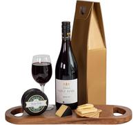 Fine French Red Wine and Mature Cheddar Cheese Truckle Hamper in a Gift Box | A beautifully simple pairing made for the cheese lover, combining rich mature Cheddar with a carefully chosen bottle of wine