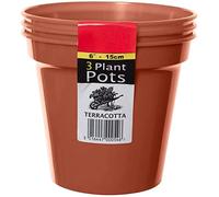 FINE GARDEN Nursery Terracotta Strong and Durable Plastic Plant Pots - Ideal for Cultivation, Cuttings or prickings - Available Various Sizes and Quantities - 15cm garden pot terracotta (Set of 3)