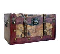 Fine Gifts UK Large Vintage Style Wooden Storage Trunk Chest, Dimensions are approximate 50x30x30 cm, Gift idea for Mum, Mothers Day, Christmas, Birthday, Toy Box, Keepsake, Memory Box