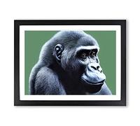 Fine Gorilla Framed Print | A4 Black Framed Wall Art | Ready to Hang | Modern Animal Picture | Living Room Bedroom Lounge Office