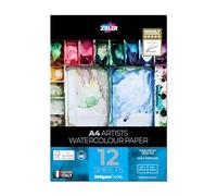 Fine-Grain Textured Watercolour Paper Pad - by Zieler® 12 Sheets | 300gsm | Ideal for 'Wet on Wet Techniques' | FSC Mix & Acid Free. Includes Starter tip Sheet (A4)