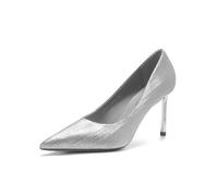 Fine High Heels Pointed Toe Women's Sparkling Elegant Banquet Wedding Bridesmaid Shoes Sexy Shallow Classic Comfortable Dress Evening Shoes Silver