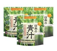 FINE JAPAN Aojiru Green Powder, Juice & Smoothie Mix, Natural Green Superfood Blend - Supports Digestion and Energy- 30-Day Course (100g) Set of 3