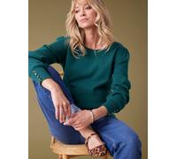 Fine Knit Jumper with Golden Button Details, by ENVIE DE FRAISE fir green