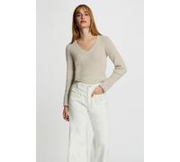 Fine Knit Jumper with V-Neck clay