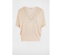 Fine Knit Jumper with V-Neck Ivory