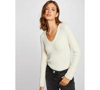 Fine Knit Jumper with V-Neck Ivory