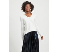 Fine Knit Jumper with V-Neck White
