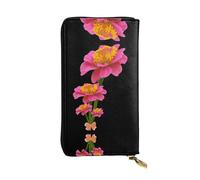 Fine Leaf Chrysanthemum Long leather wallet, portable credit card holder, zippered coin purse, and ID compartment