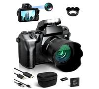 Fine Life Pro Digital Camera 4K 64MP Photo Camera with 4.0 Inch Touch Screen, 16X Digital Zoom Compact Camera with Selfie Front Camera for Beginners with WiFi, with Camera Bag, Hood, 32GB TF Card