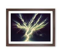 Fine Lightning Bolt Framed Print | A4 Walnut Framed Wall Art | Ready to Hang | Modern Landscape Picture | Living Room Bedroom Lounge Office