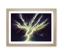 Fine Lightning Bolt H1022 Framed Print for Living Room Bedroom Home Office Décor, Wall Art Picture Ready to Hang, Oak A4 Frame (34 x 25 cm)