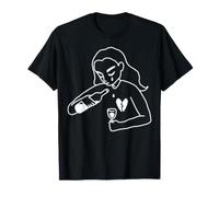 Fine Line Tattoo Art Broken Heart Breakup Wine Women T-Shirt
