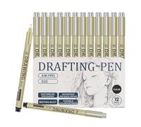 Fine Liner Pens - Black Art Drawing Pens, Writing Tools with Waterproof Ink, Precision Tip Markers, Twelve Piece Set | para la planificac