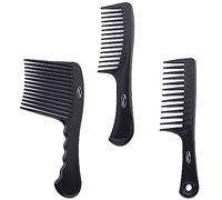 Fine Lines Afro Hair Combs Kit - Long Teeth Rake, Jumbo Rake - Create Your Afro Lifestyle - For Wet or Curly Hair - Thick Plastic and Iron Black Antistatic