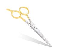 Fine Lines Hairdressing Scissors 5.5in - Stainless Steel Hair Cutting Scissor for Beginners - Gold-Plated Handle & Hook - Barber Scissors for Men & Women - Salon/Home Use Hairdresser Shears