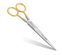 Fine Lines Hairdressing Scissors 5.5in with Gold-Plated Handle - Tempered Stainless Steel Cutting Scissor - Anti-Rust Barber Shears for Grooming - Unisex Styling Tool for Salon & Home Use